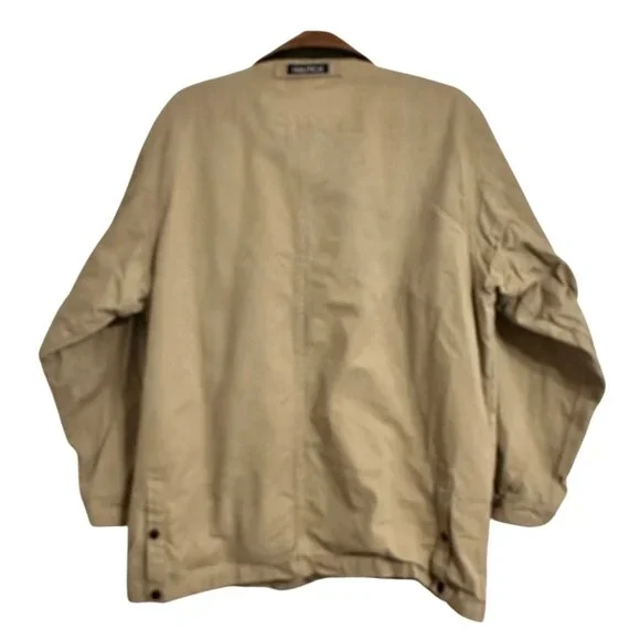 Nautica Mens Detachable Flannel Lining Zip/Snap Up Chore Barn Coat SZ L Tan - Picture 2 of 16